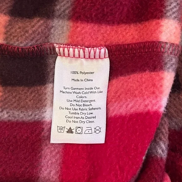 Eddie Bauer Ultra Soft Fleece 1/4 Zip Pullover Top Dark Berry Plaid L - Picture 6 of 7